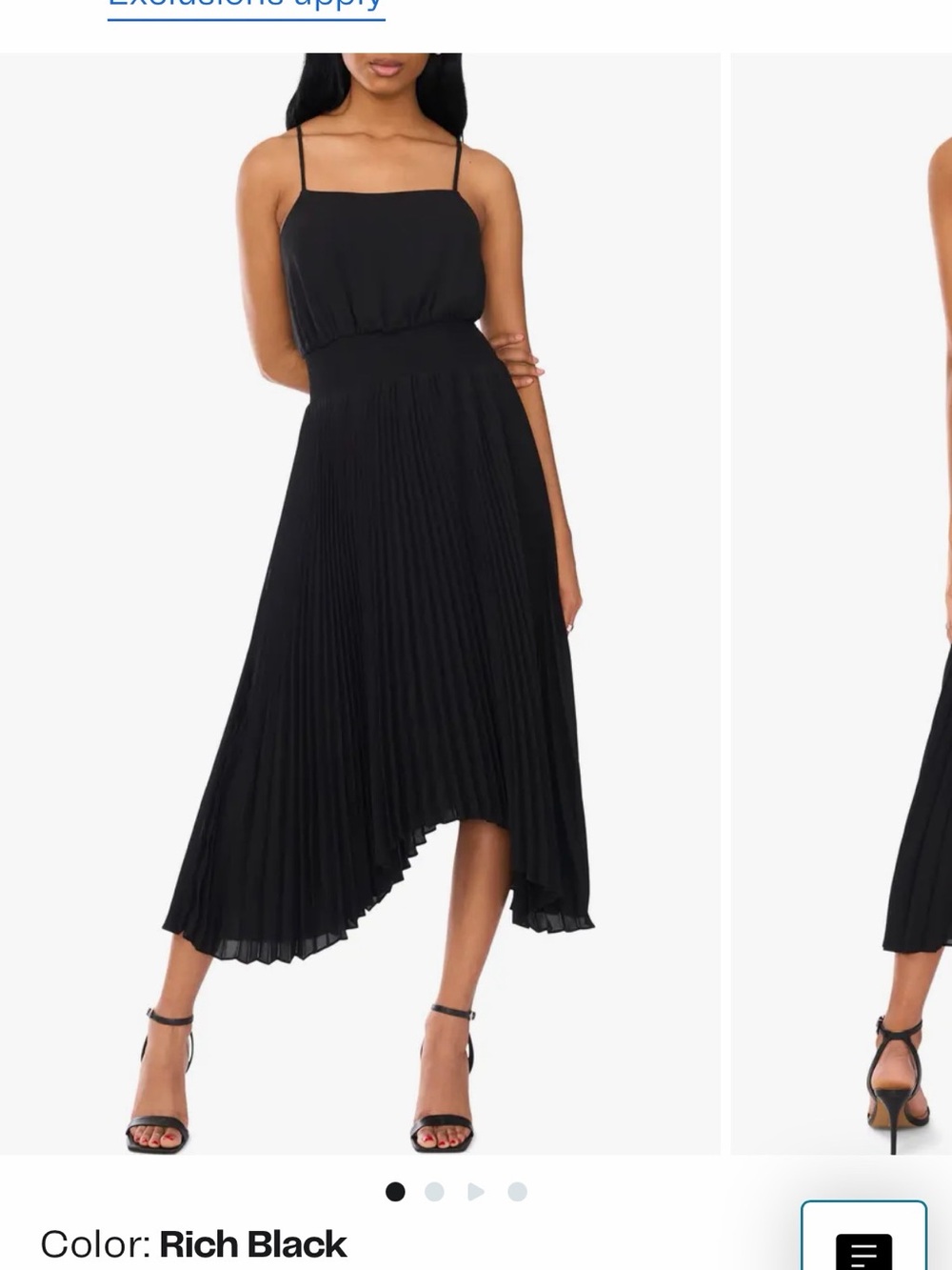 Halogen Black Pleated Maxi Dress with Spaghetti Straps